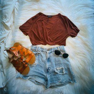 Nasty Gal Cropped Wrap Top